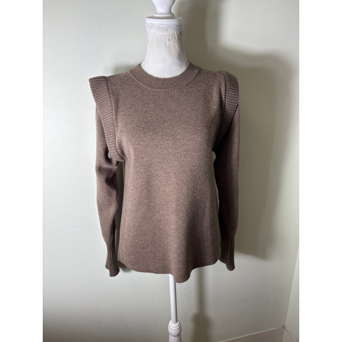 Sea New York Brown Long Sleeve Crew Neck Sweater Sz S