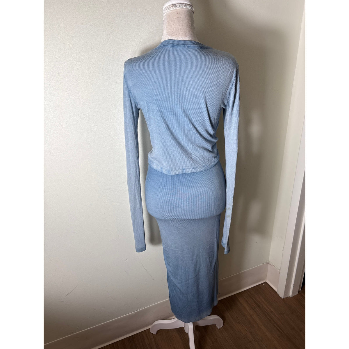 Cotton Citizen Blue Ombre Ribbed Bodycon Skirt Set Sz S