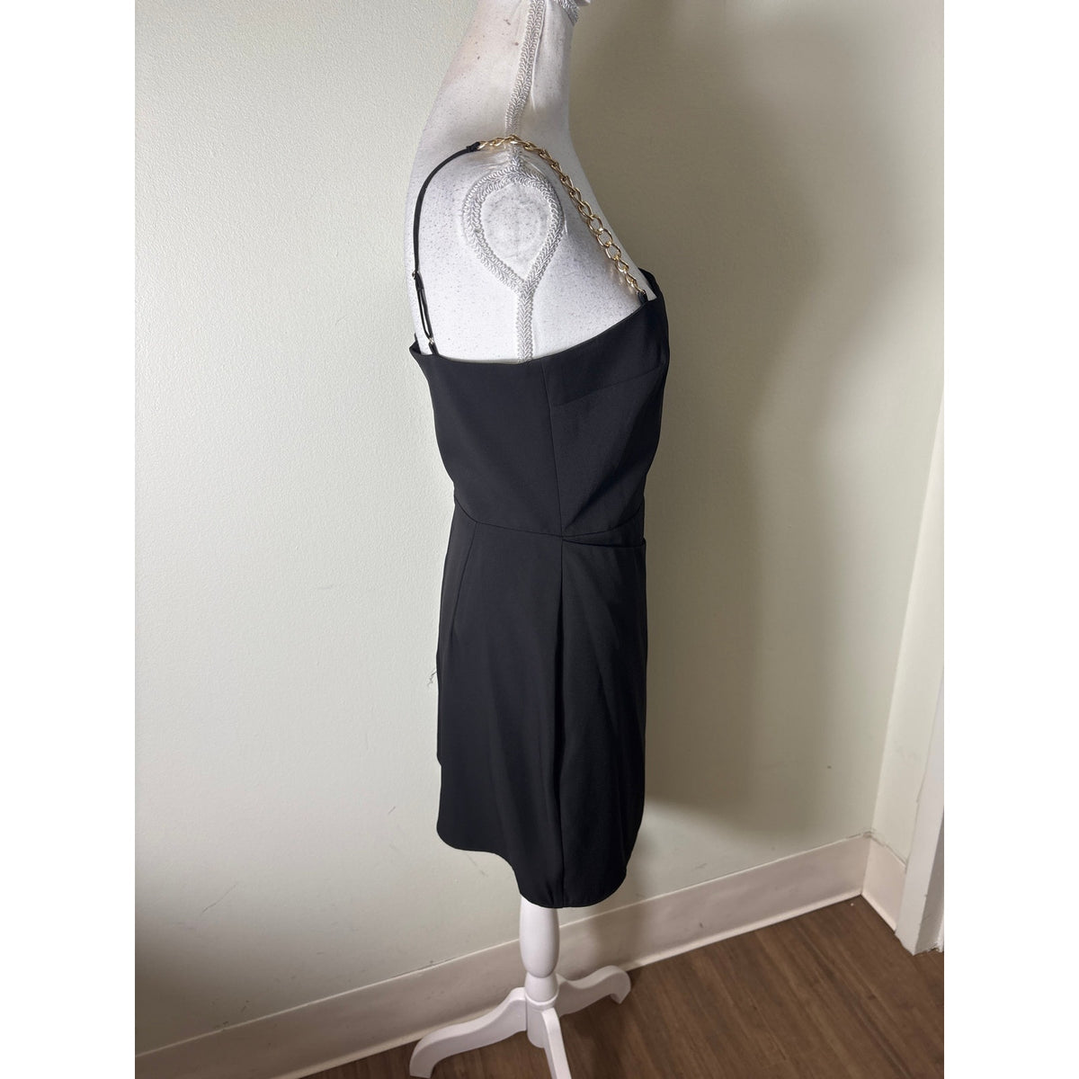 Amanda Uprichard Black and Gold Chain Mini Dress Sz S
