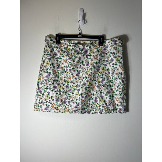 NWT Womens Loft Multicolor Flower Pattern Bodycon Mini Skirt Sz 14