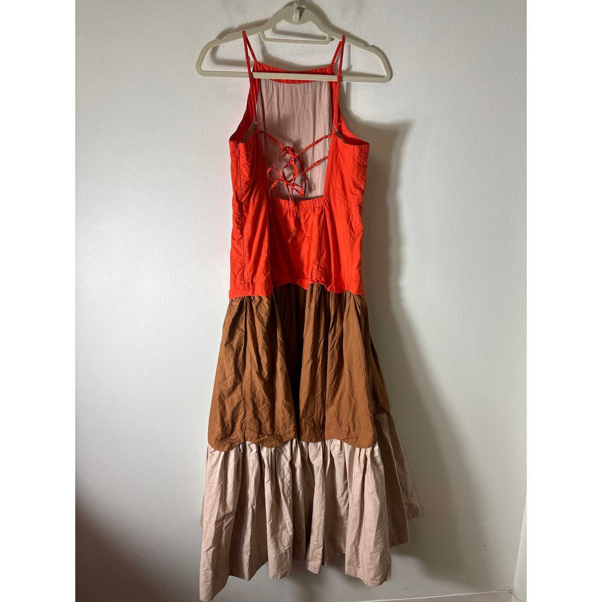Maeve Brown and Orange Color Block Maxi Dress Sz M