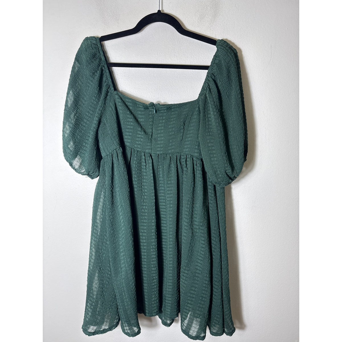 TCEC Forest Green Half Puff Sleeve Mini Dress Sz M