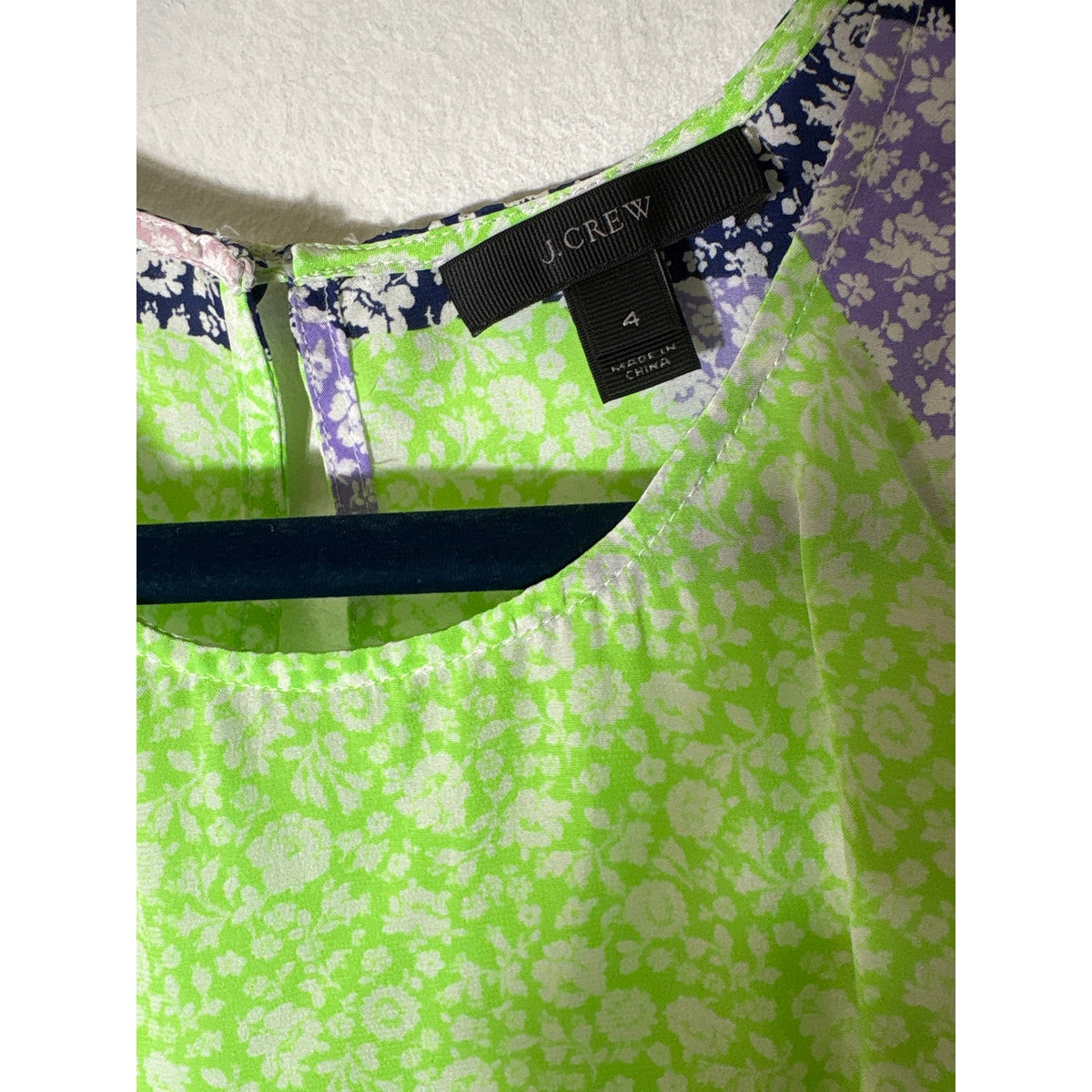 J.Crew Razor Back Green and Pink and Navy Mini Floral top Sz 4