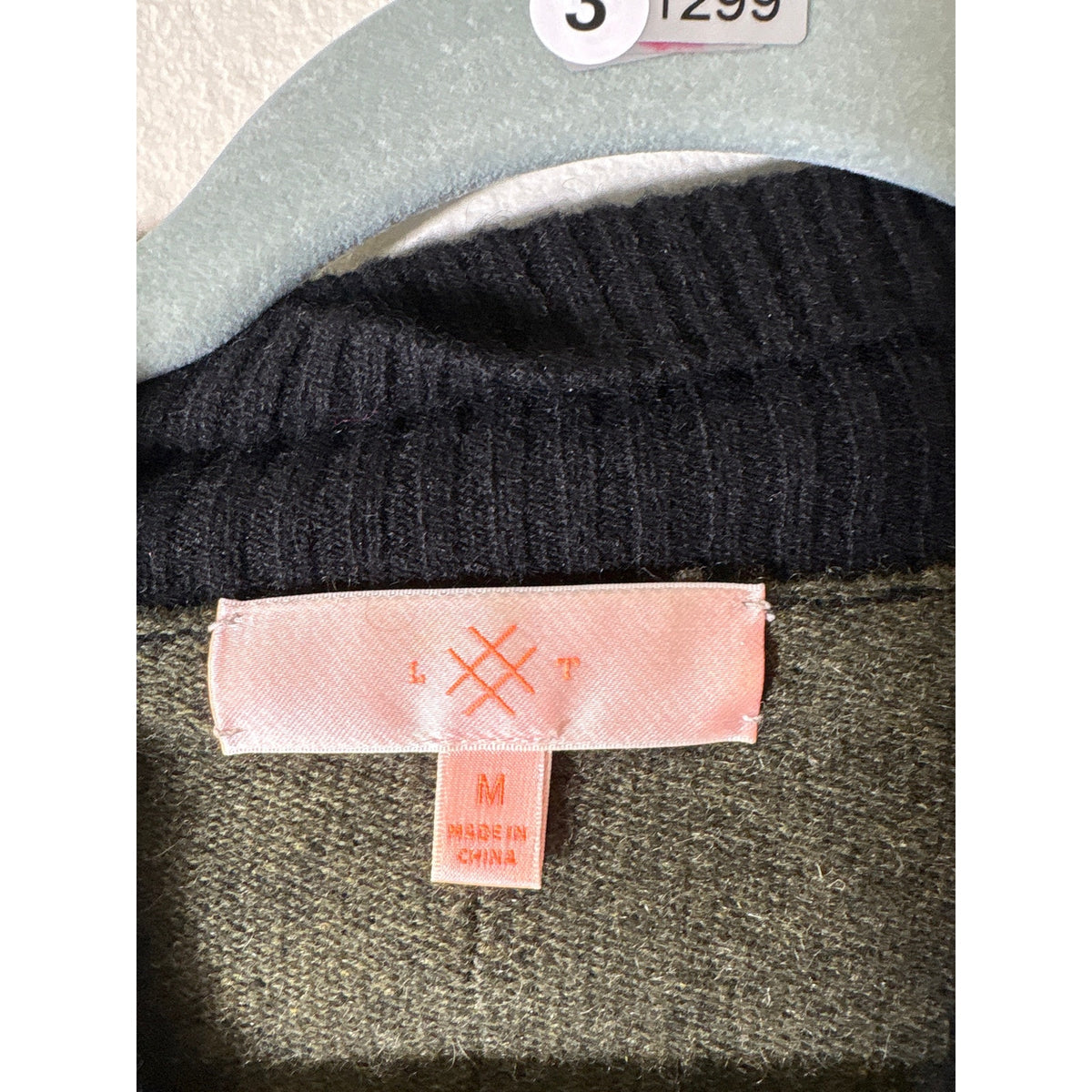 Lisa Todd Dark Green Color Block Long Sleeve Cashmere Sweater Sz M