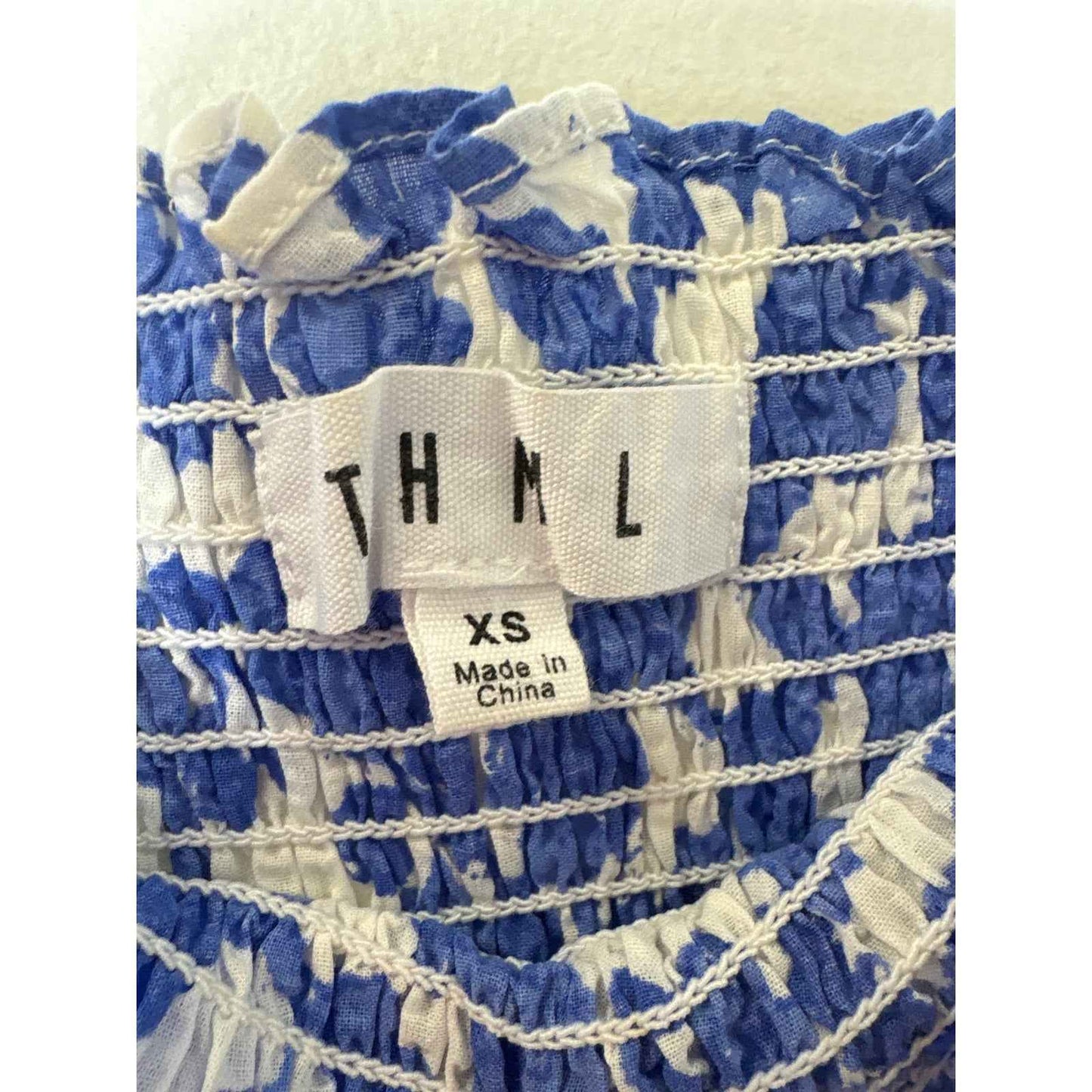 THML Blue and White Floral Smocked Bodice Maxi Sz XS