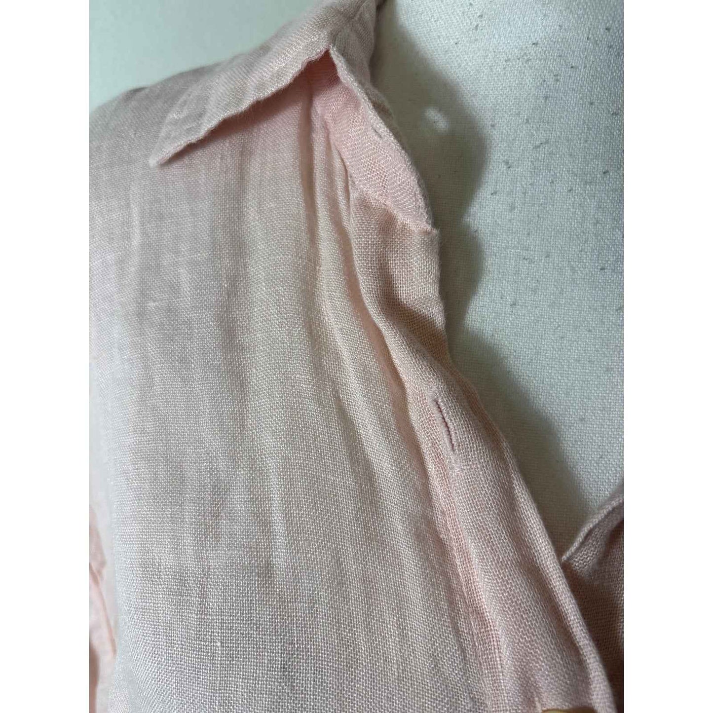 Vitamin A Pink Long Sleeve Gauzy Linen Button Up Shirt Sz S