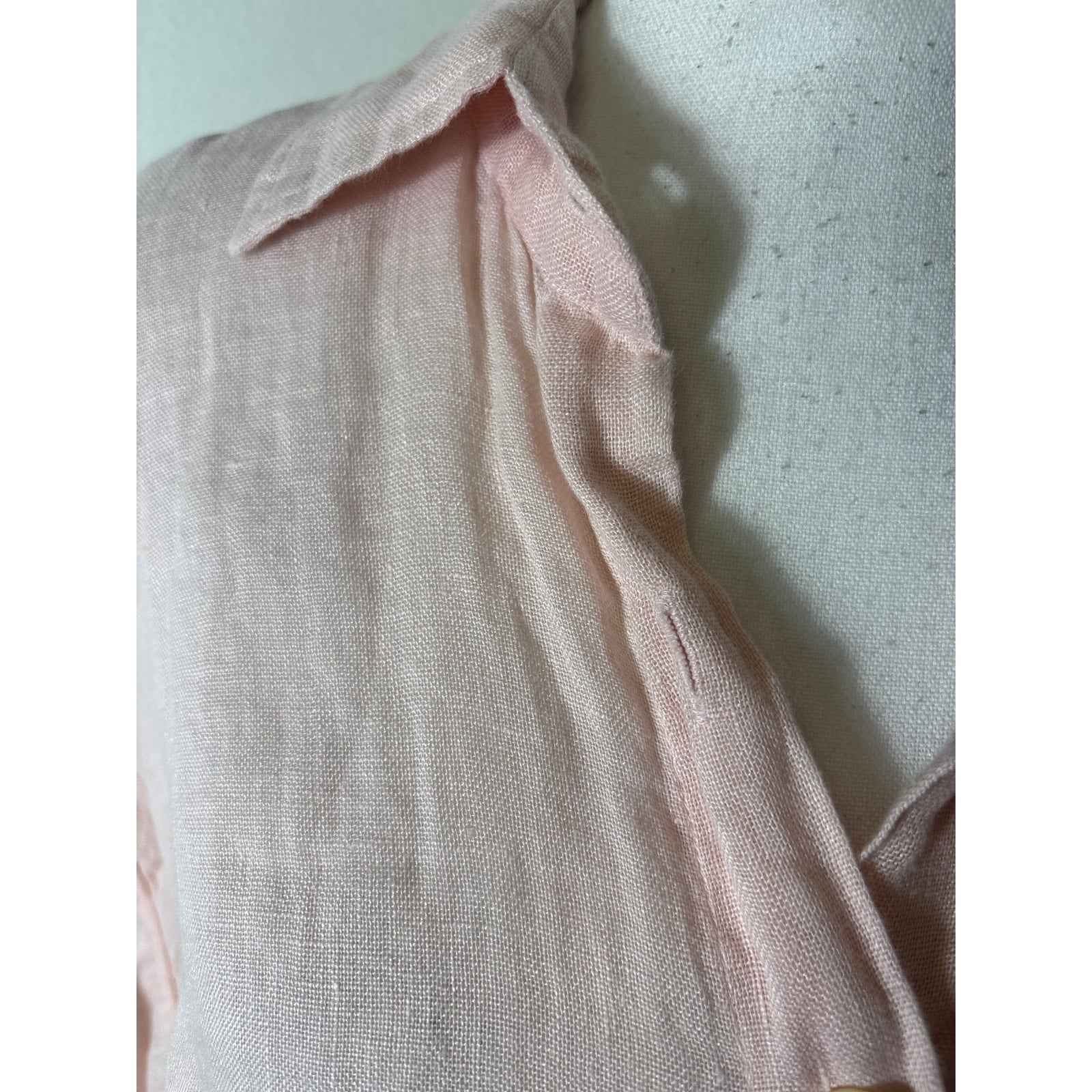 Vitamin A Pink Long Sleeve Gauzy Linen Button Up Shirt Sz S