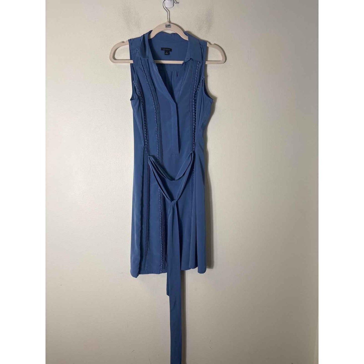 Ann Taylor Cornflower Blue Sleevless Knee Length Button Up Dress Sz 6