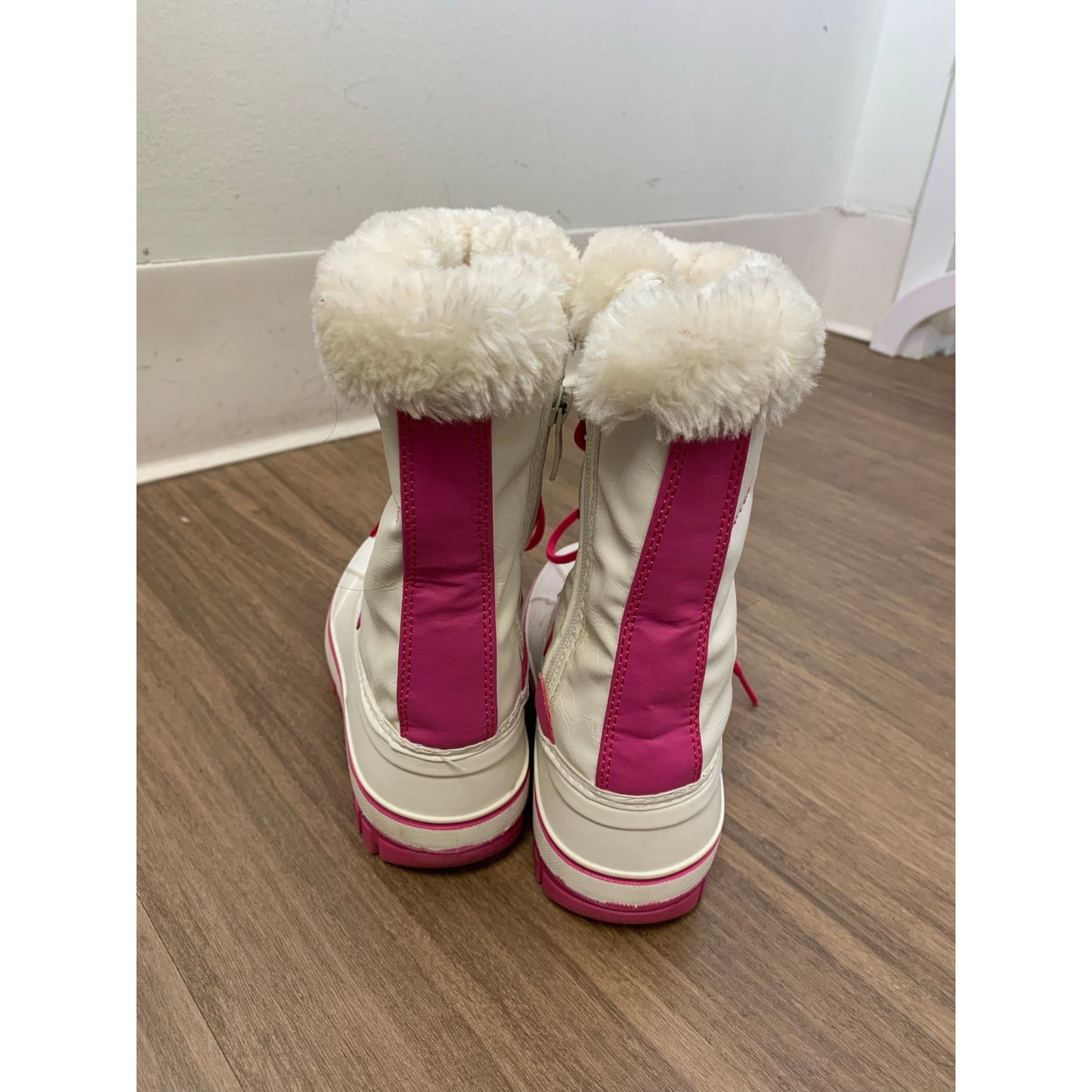 Girls Dream Pairs Pink Fuzzy Snow Boots Childrens Sz 13