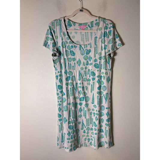 Lilly Pulitzer White Sea Shell Cotton Short Sleeve Night Gown Sz S