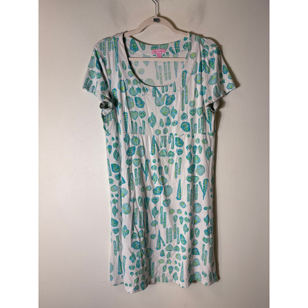 Lilly Pulitzer White Sea Shell Cotton Short Sleeve Night Gown Sz S