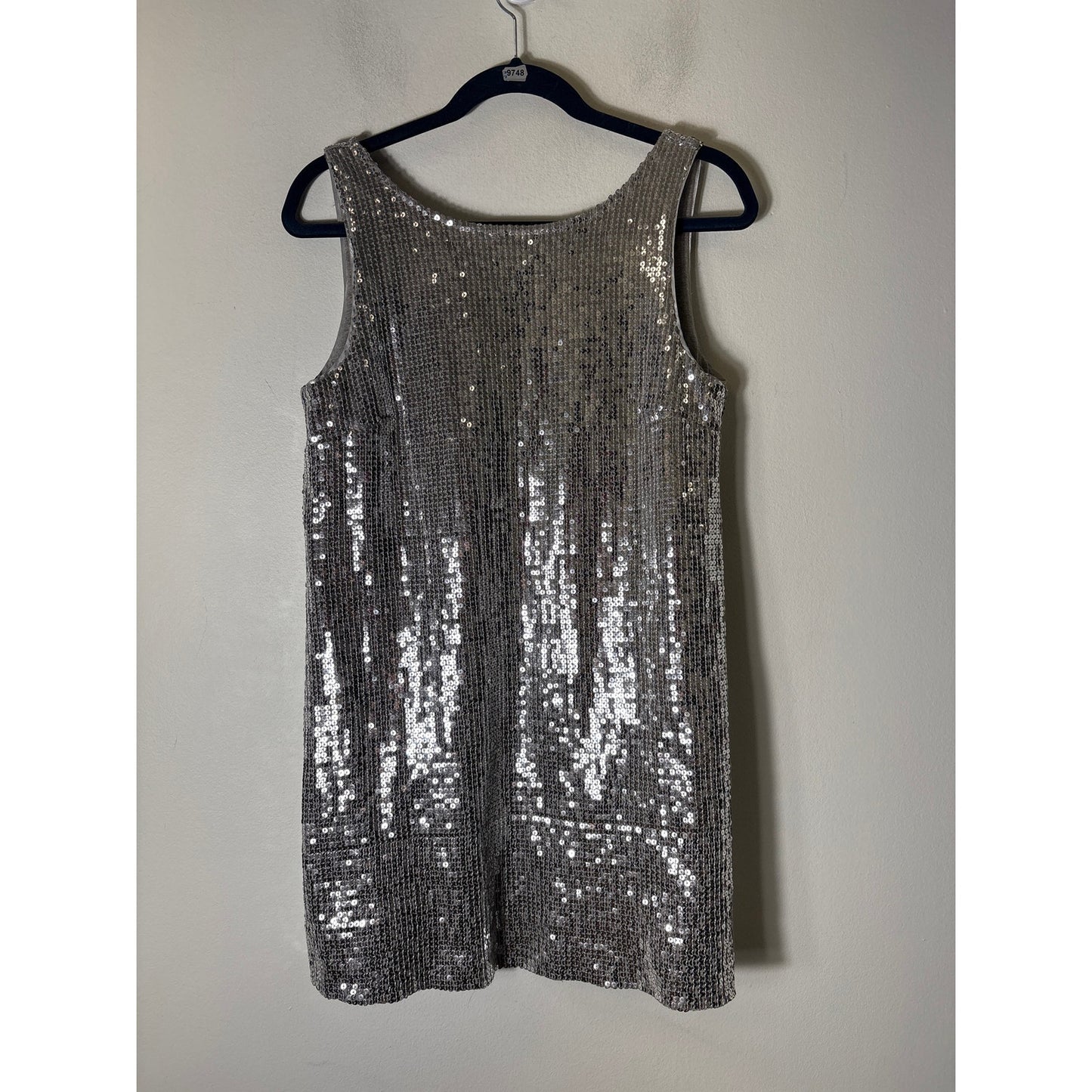 Free People Metallic Silver Sequin Sleeveless Mini Dress Sz 6