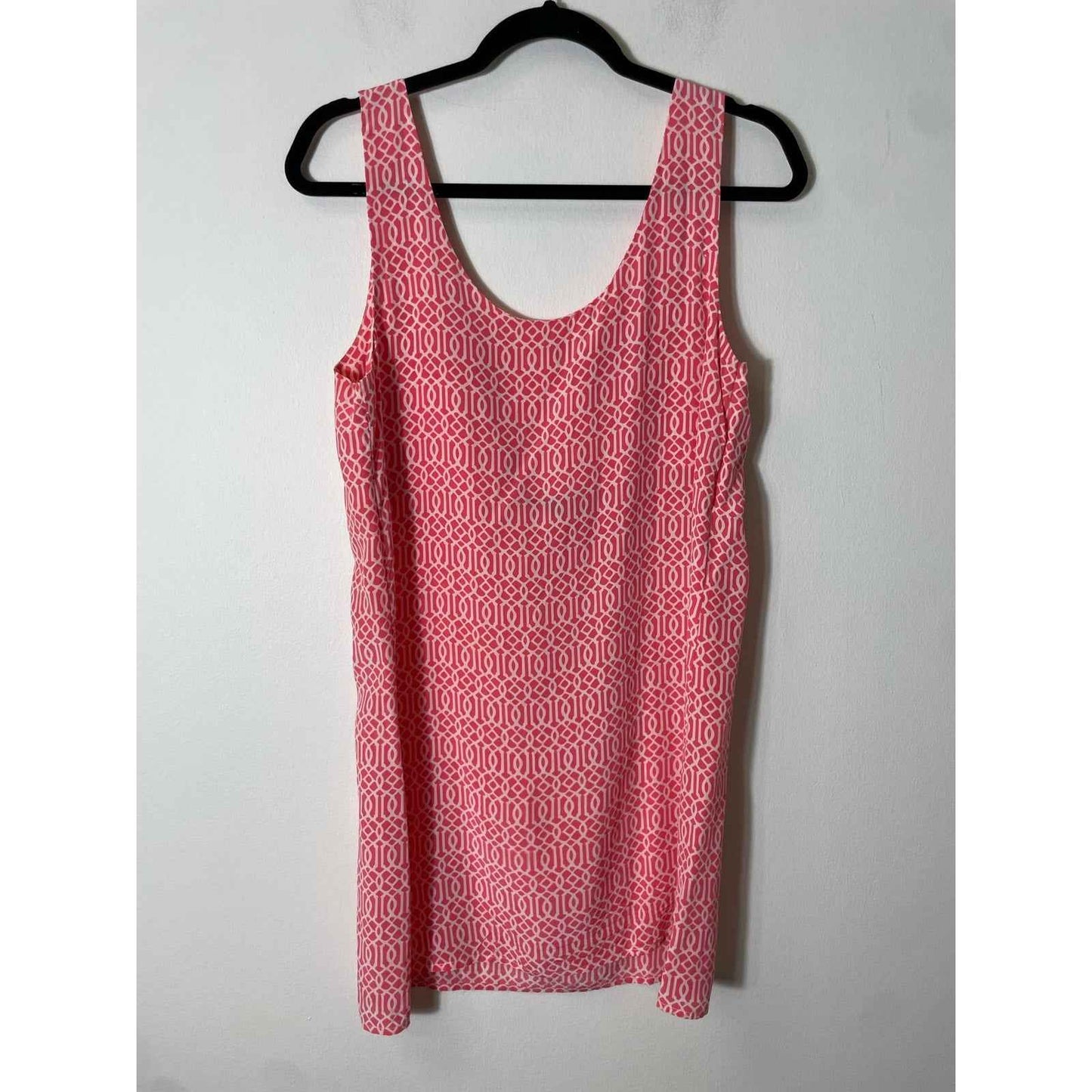 Lauren Gold Pink/White Greek Print Sleeveless Mini Sheath Dess Sz M