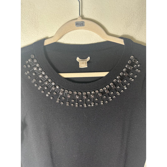 J.Crew Black Jeweled NeckLine Sweater Sz S