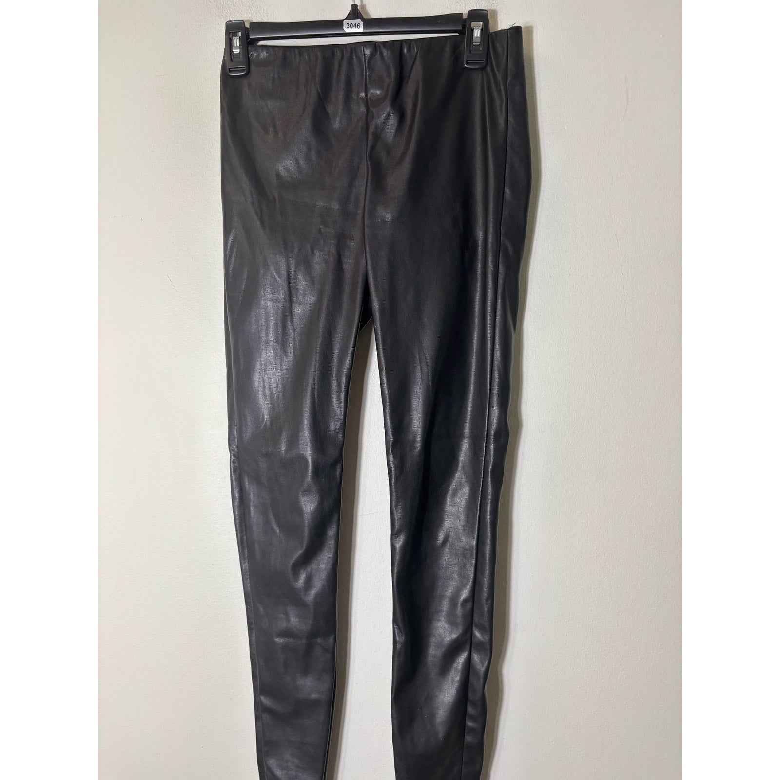 White House Black Market Black "Runway" Faux Leather Pull On Leggings Sz 0