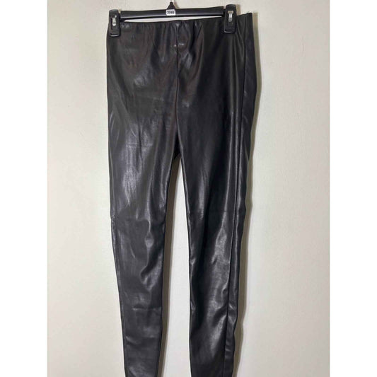 White House Black Market Black "Runway" Faux Leather Pull On Leggings Sz 0