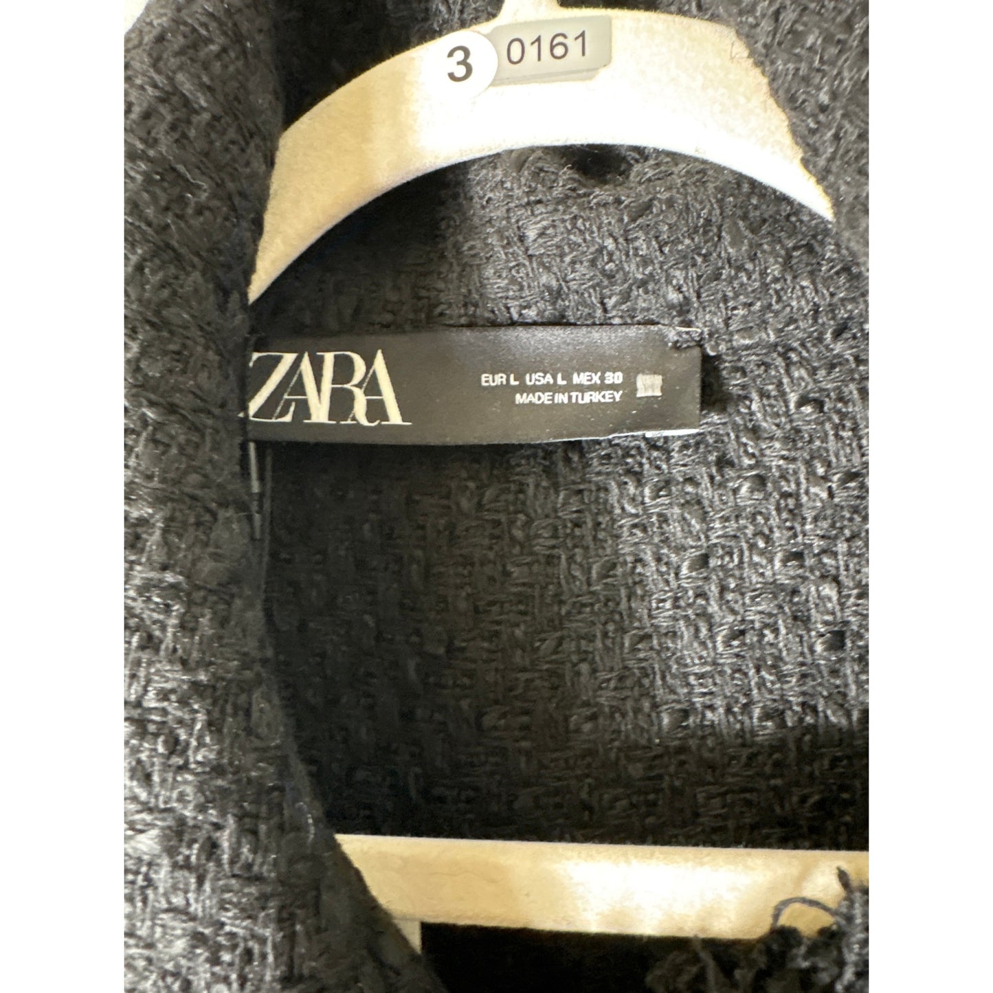 NWT Zara Black Tweed Long Sleeveless Button Up Vest Sz L