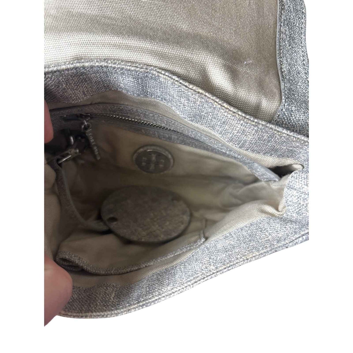 Tory Burch Gray Foldover Crossbody Bag 8"x6"