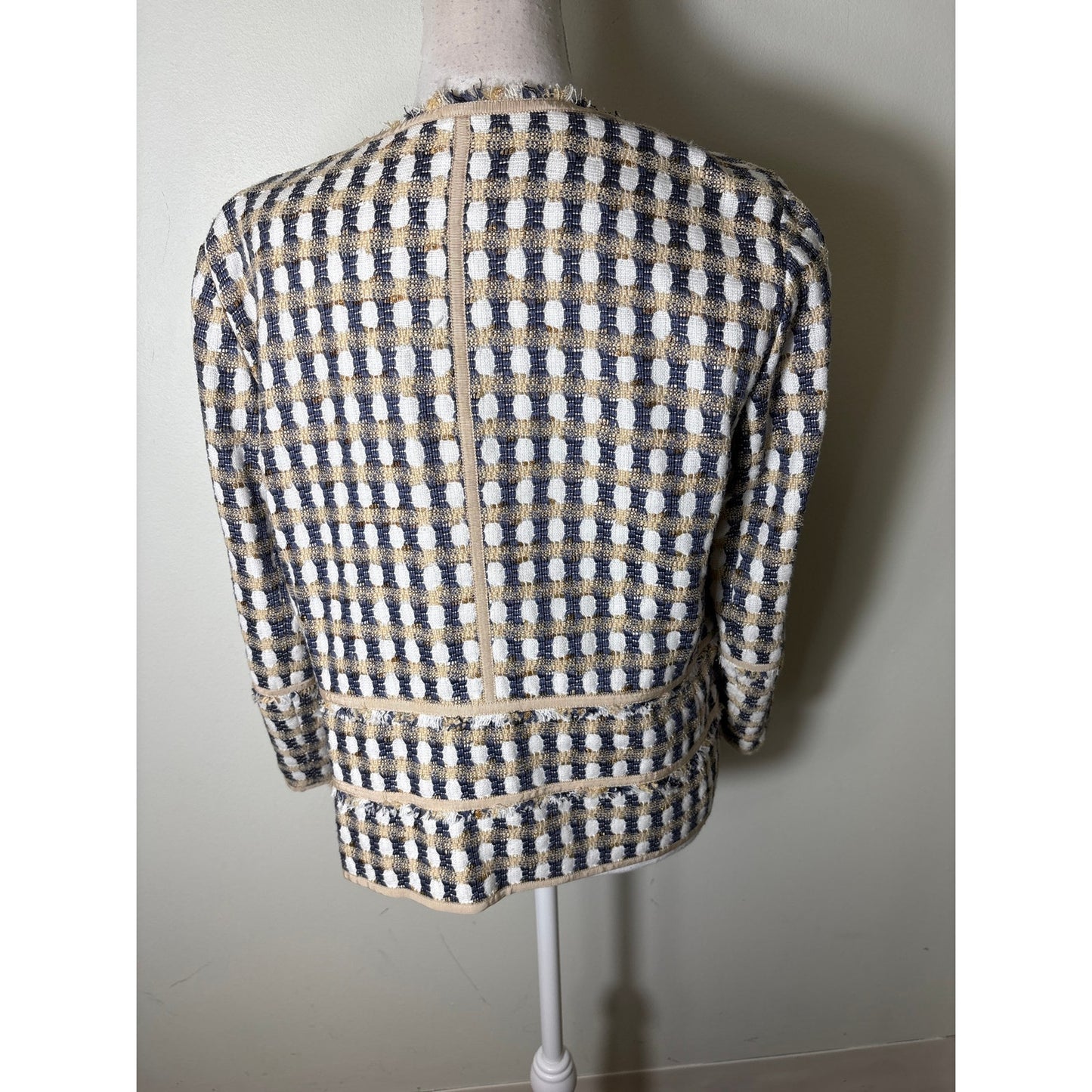Lafayette 148 Gold and Blue Long Sleeve Jacket Sz M