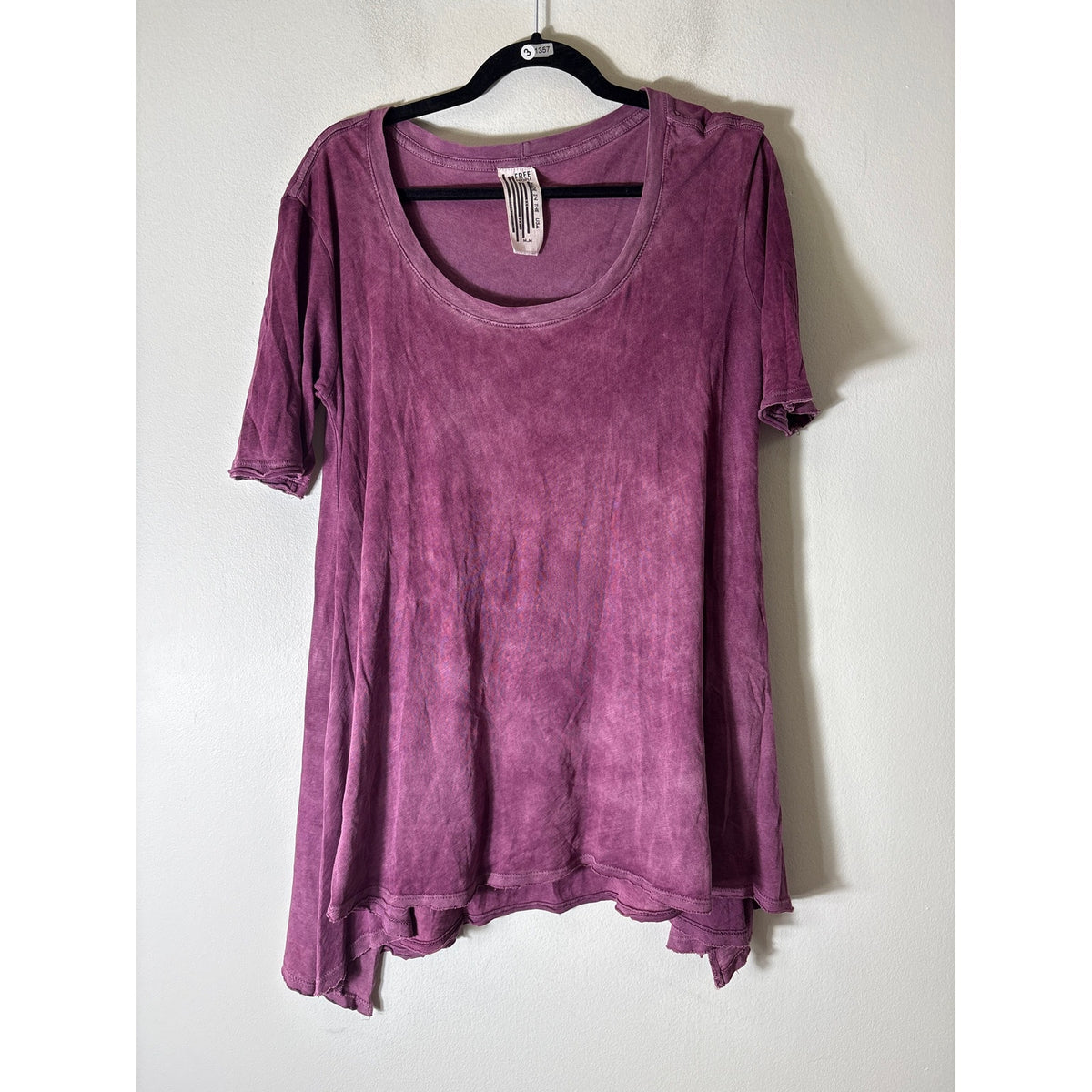 Free People Purple Half Sleeve Oversized Boatneck Tee Sz M