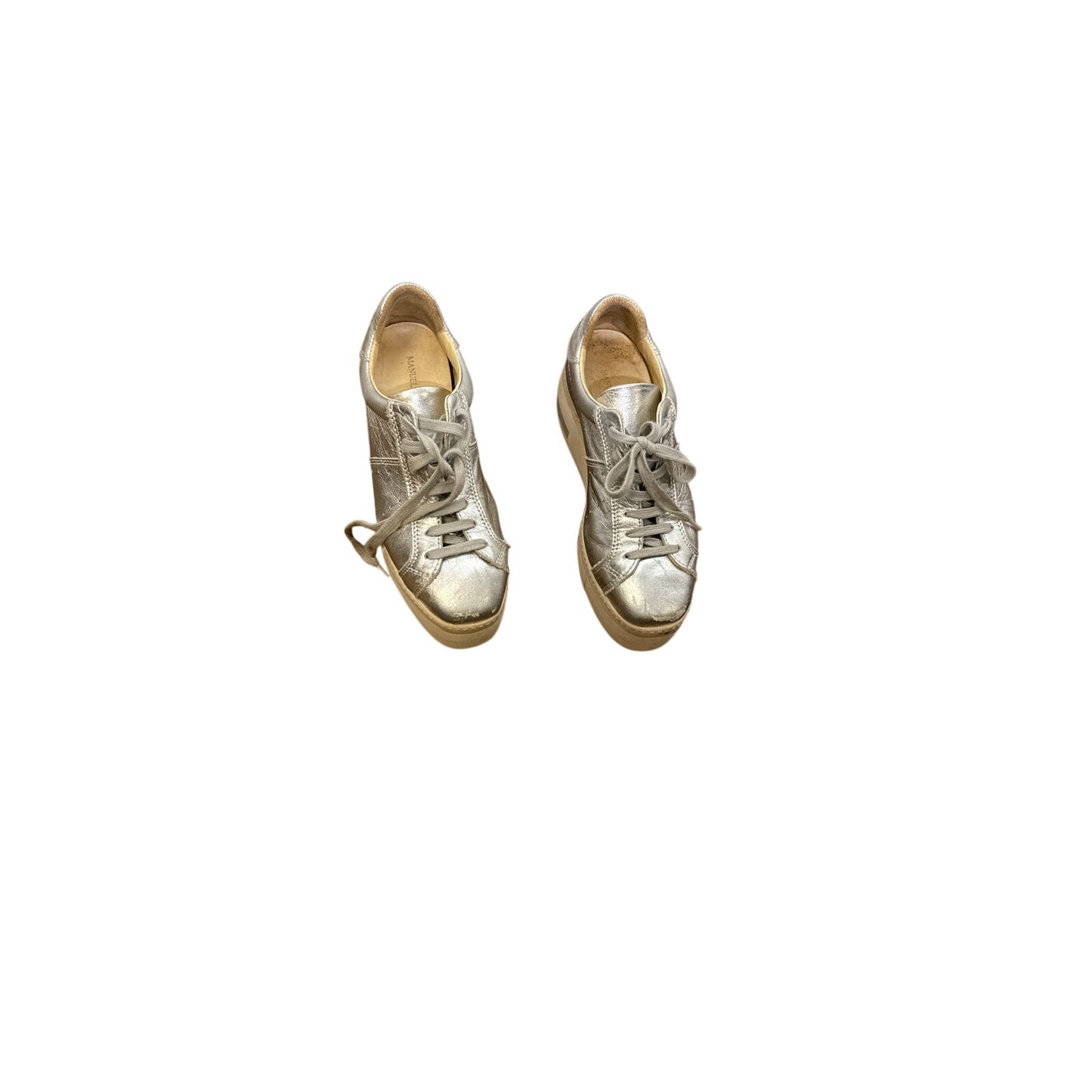 Manuel Barcelo Silver Stacked Tennis Shoes Sz 37 (6.5)