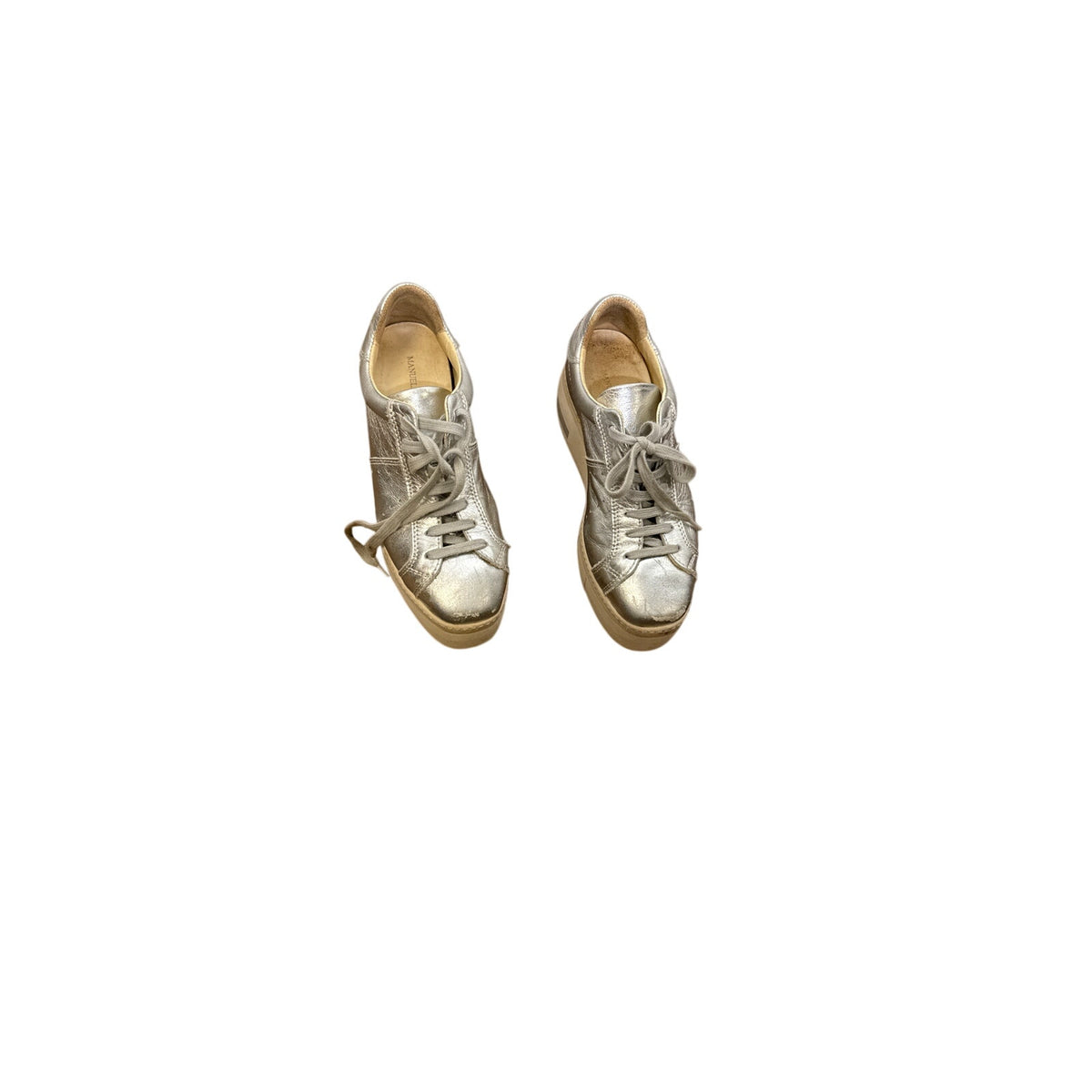 Manuel Barcelo Silver Stacked Tennis Shoes Sz 37 (6.5)