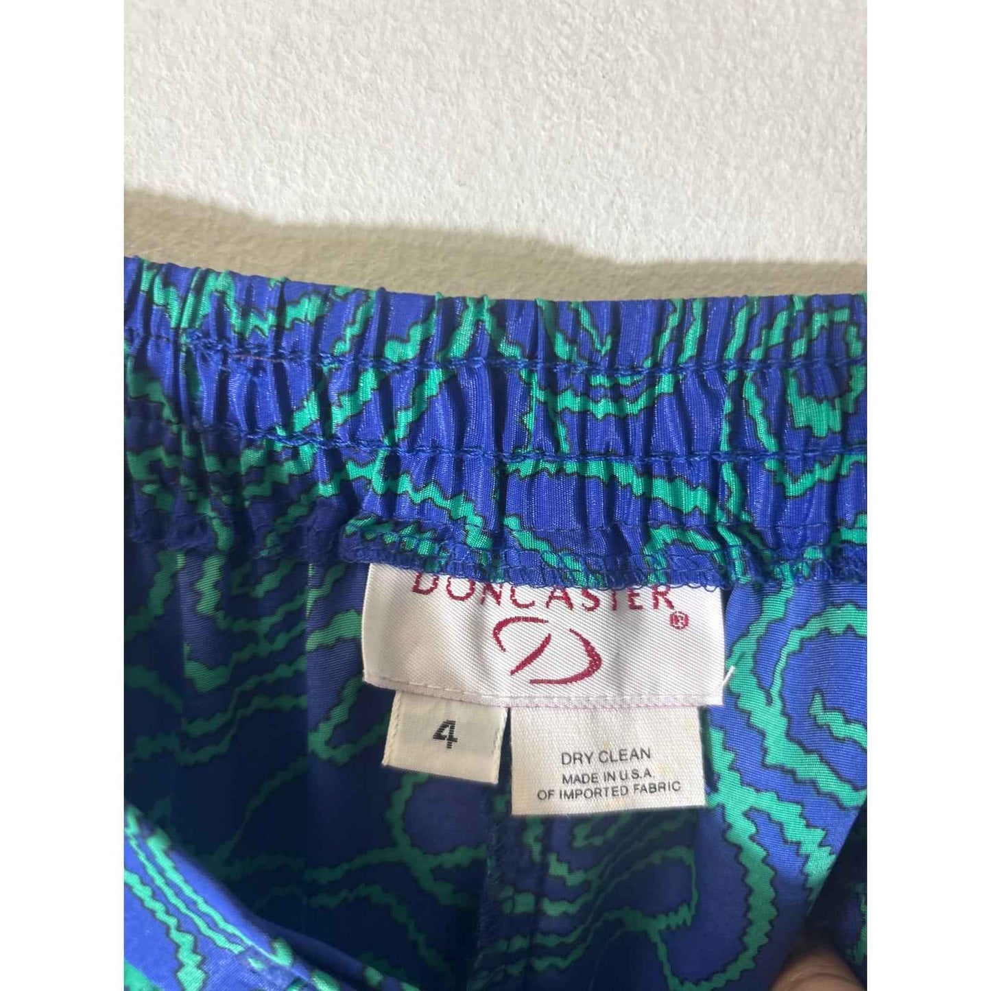 Doncaster Blue and Green Front Button Down Midi Skirt Sz 4