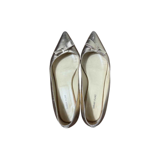 Sarah Flint "Natalie" Gold Pointed Toe Flats Sz 39.5 (9)