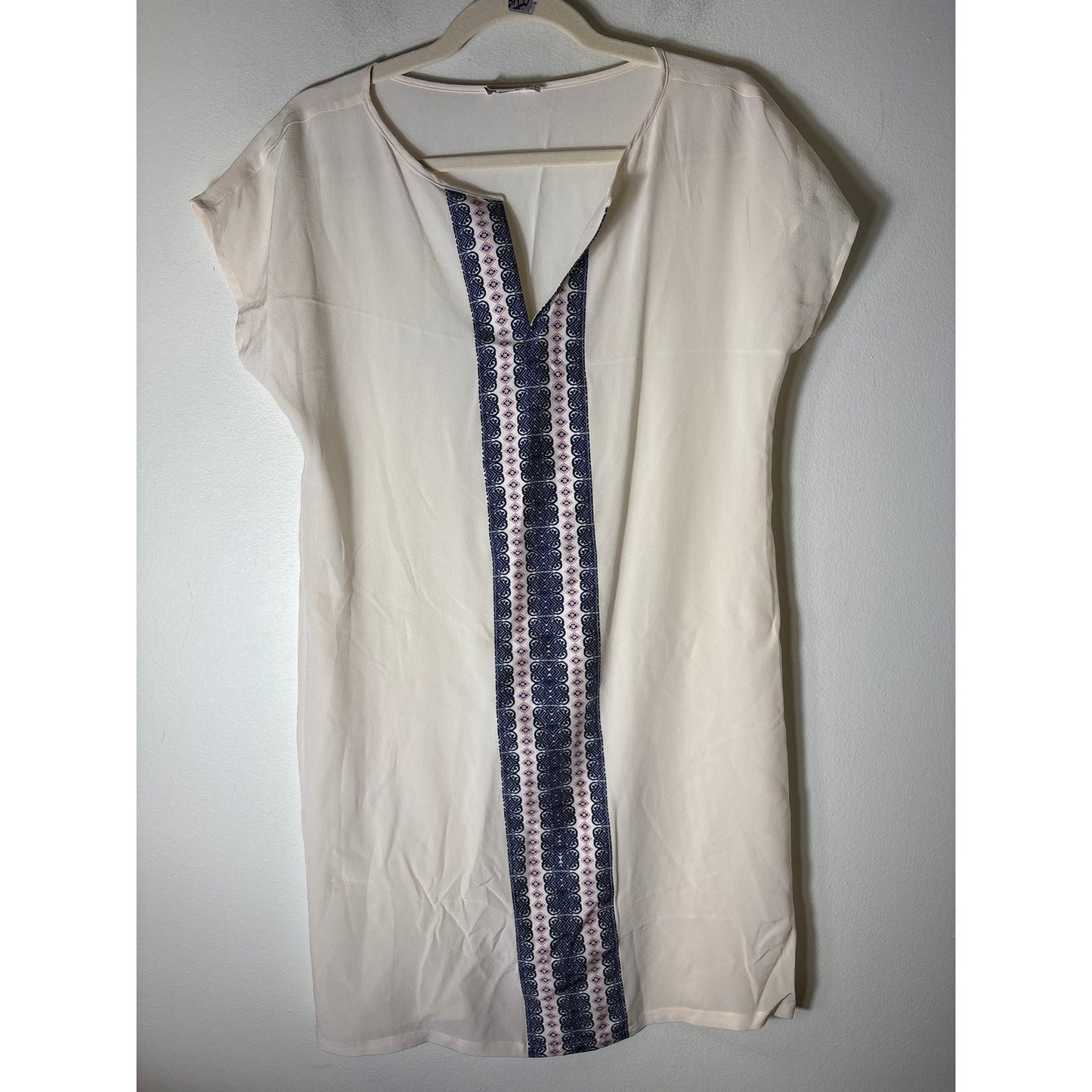 Faherty Off White Cap Sleeve V-Neck Silk Mini Dress Sz XS