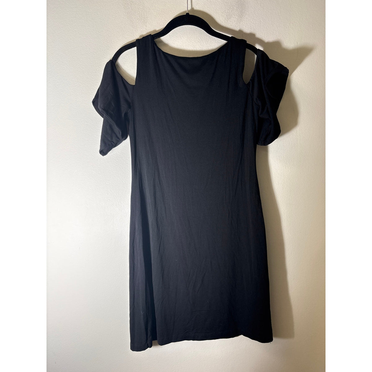 Susana Monaco Black Cold Shoulder Midi Sheath Dress Sz S