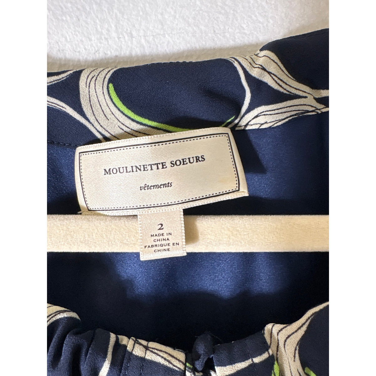 Moulinette Soeurs Navy and Green Design Dress Sz 2