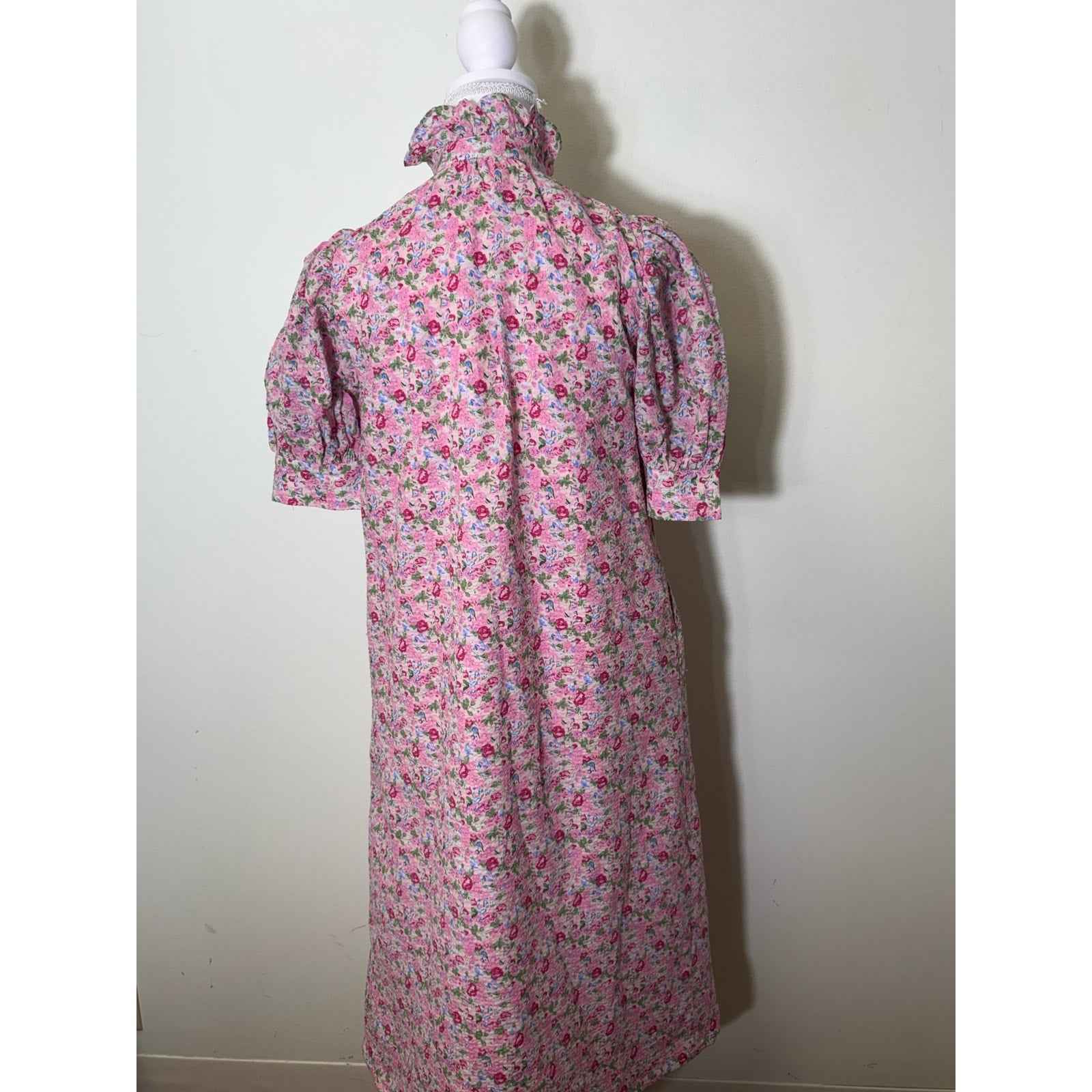 Hyacinth House Louisa Pink Floral Short Sleeve Button Up Maxi Dress Sz XXS