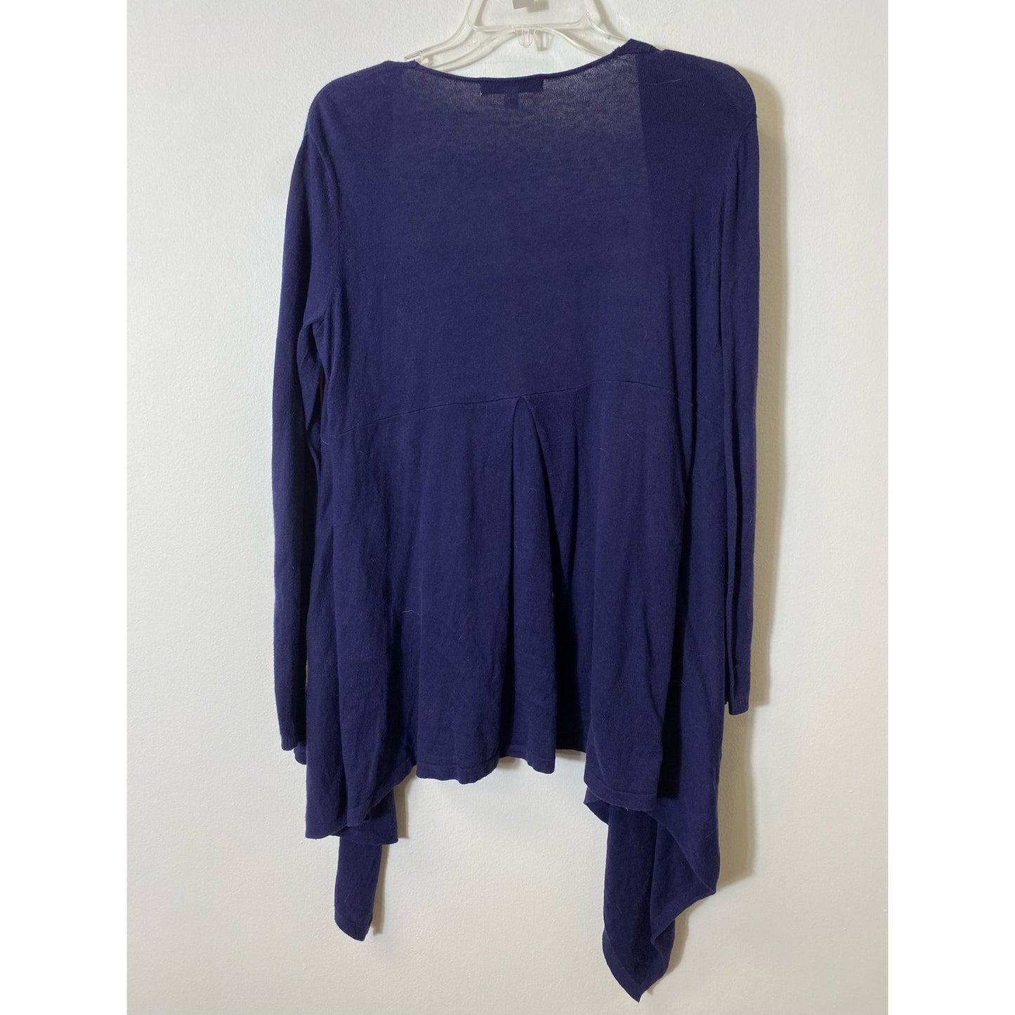 Cabi Navy Blue Pleated Back Long Open Cardigan Sweater Sz XS