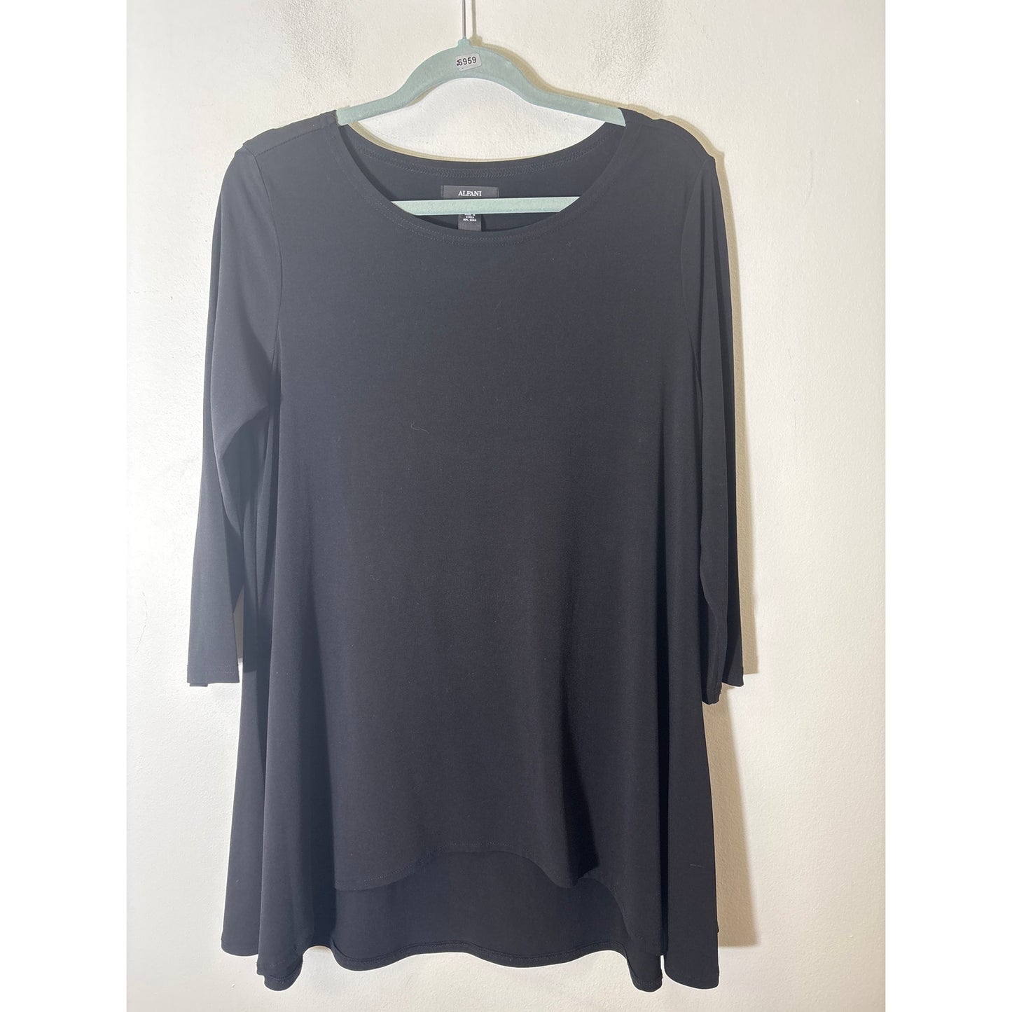 Alfani Black Swing Long Sleeve Top Sz M