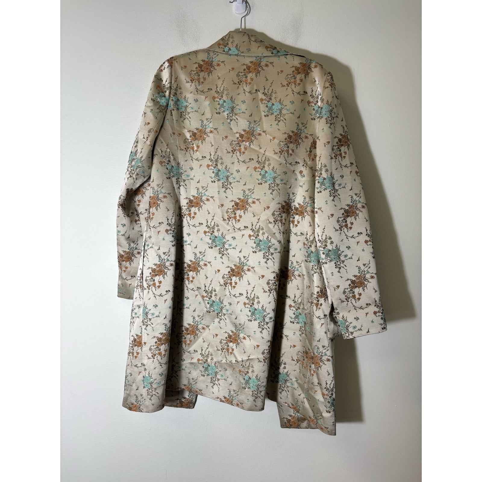 Eccoci Pewter Floral Embroidered Long Sleeve Midi Jacket Sz 10