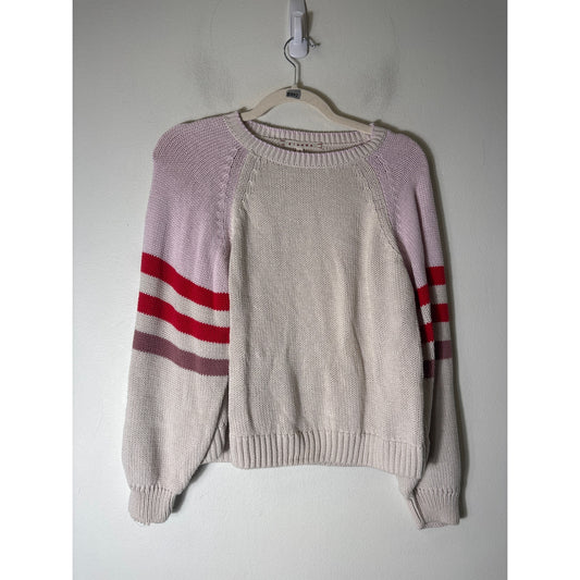 Xirena Cream Pink Long Sleeve Cotton Knit Sweater Sz S