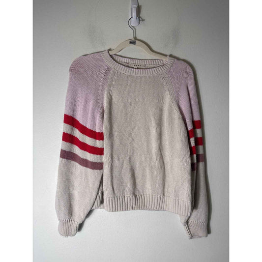Xirena Cream Pink Long Sleeve Cotton Knit Sweater Sz S