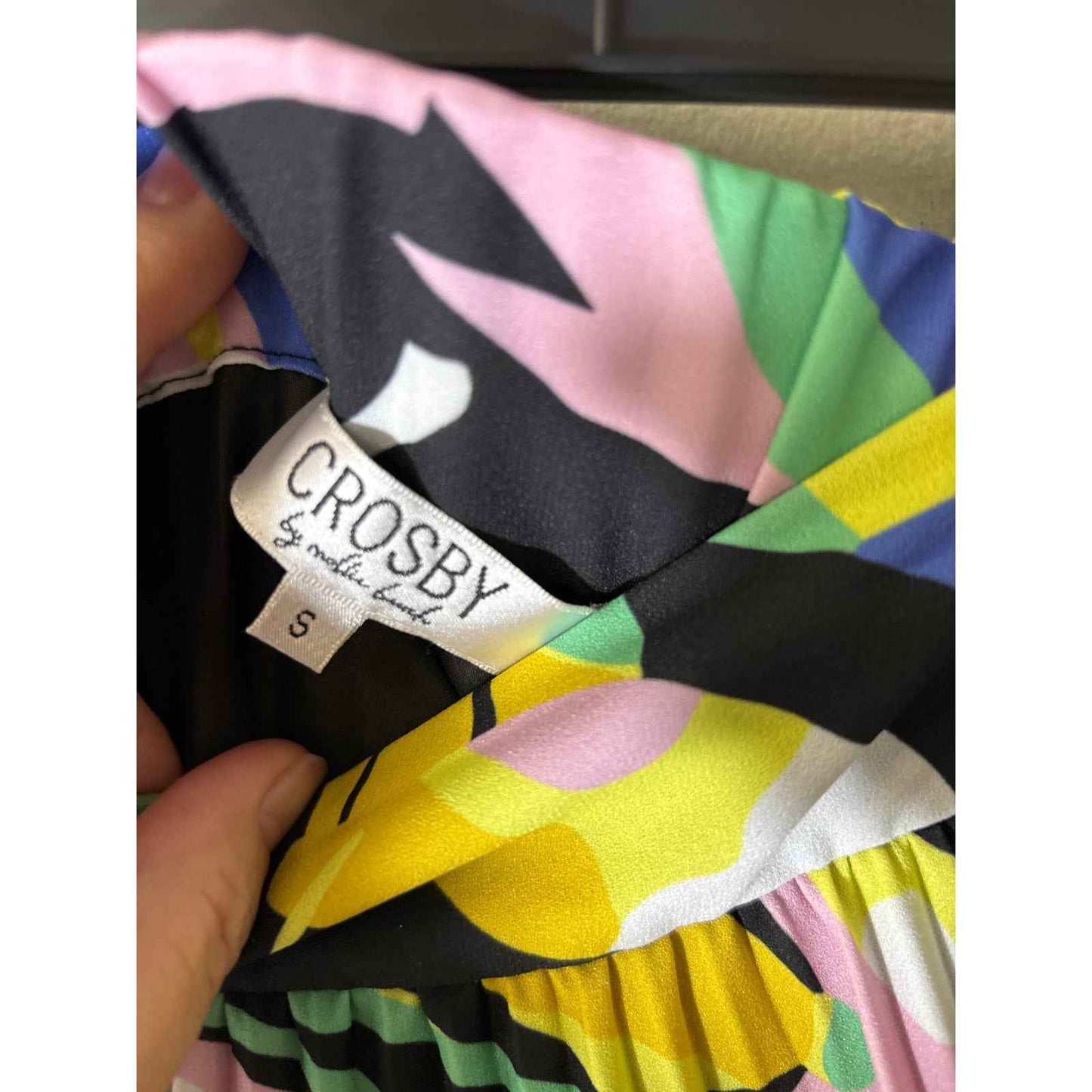 Crosby Yellow and Black Floral Accordian Pleat Skirt Sz S