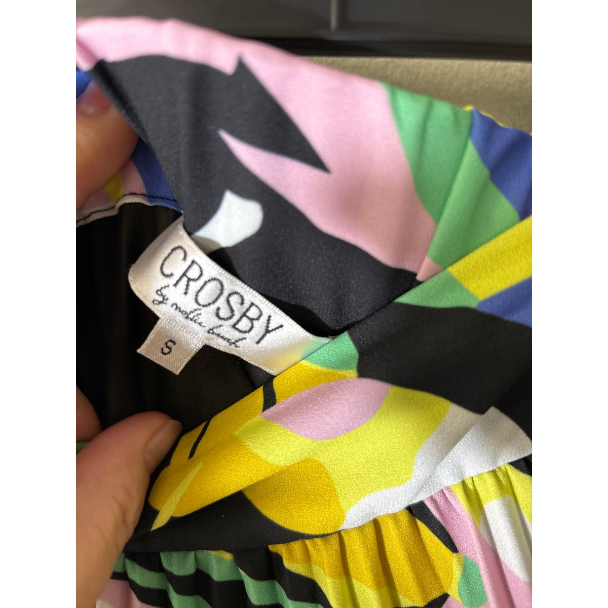 Crosby Yellow and Black Floral Accordian Pleat Skirt Sz S