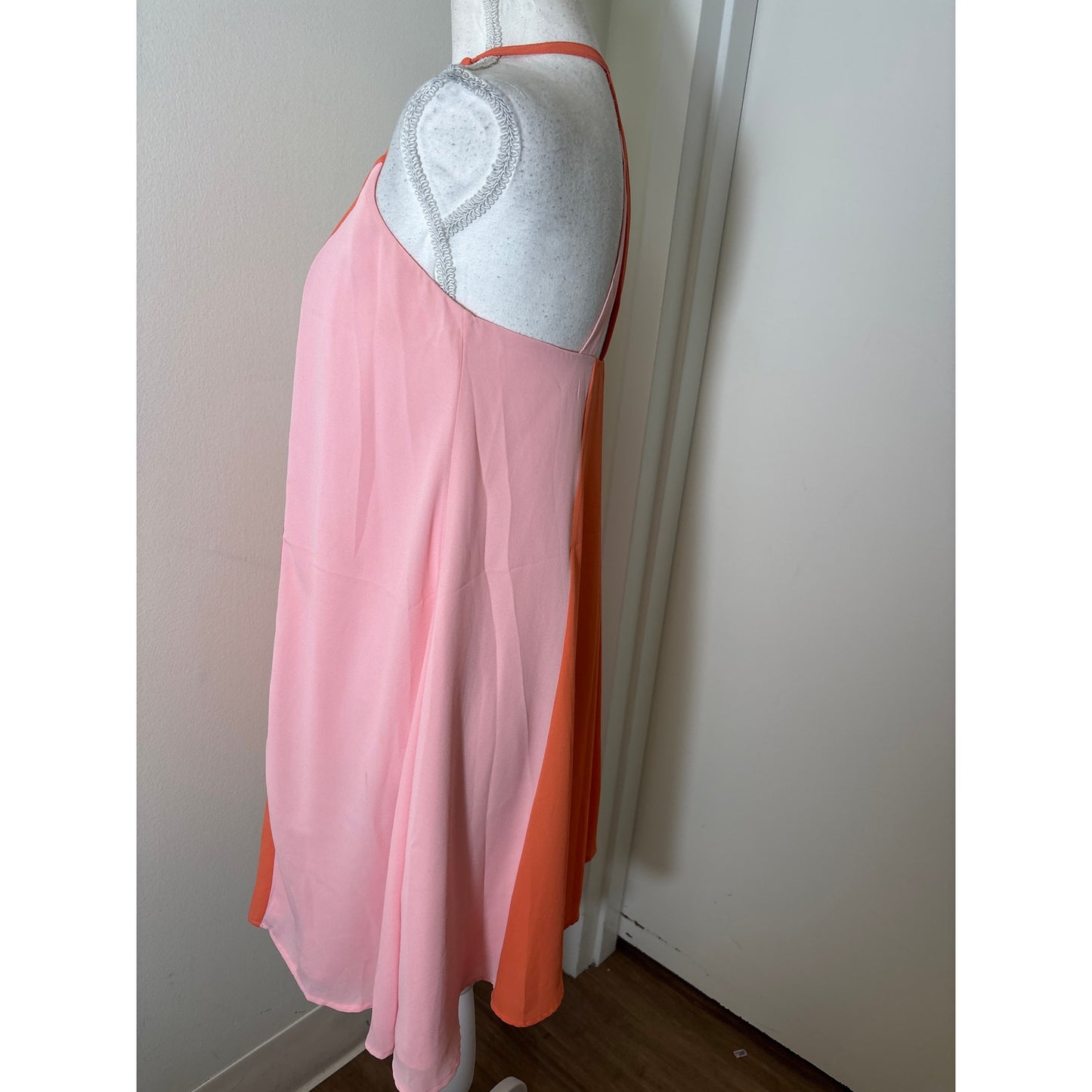 Crosby Orange and Pink Halter Neck Mini Dress sz XS
