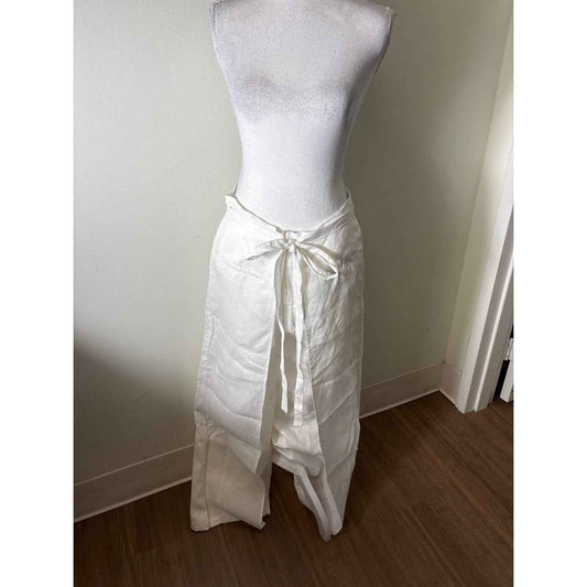 Eleh White Linen Wrap & Tie Front Pants Sz 42