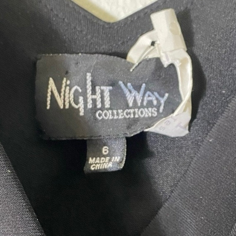 Night Way Collections Black Gray Color Block Knee Length Dress Sz 6