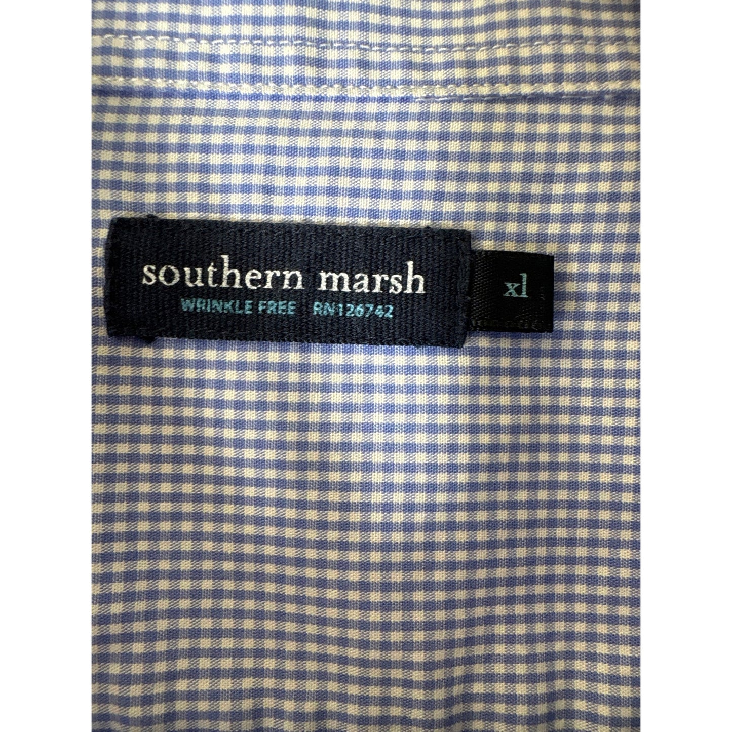 Mens Southern Marsh Blue White Check Long Sleeve Button Down Shirt sz XL