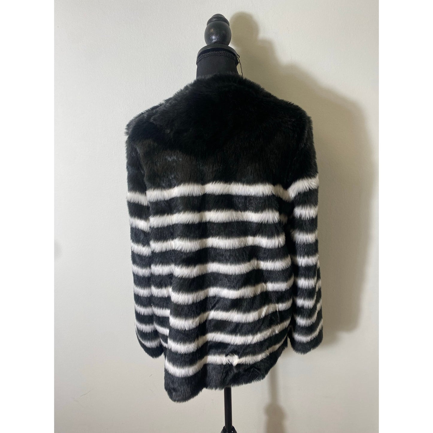 Frame Jerry Stripe Faux Fur Coat Sz XS