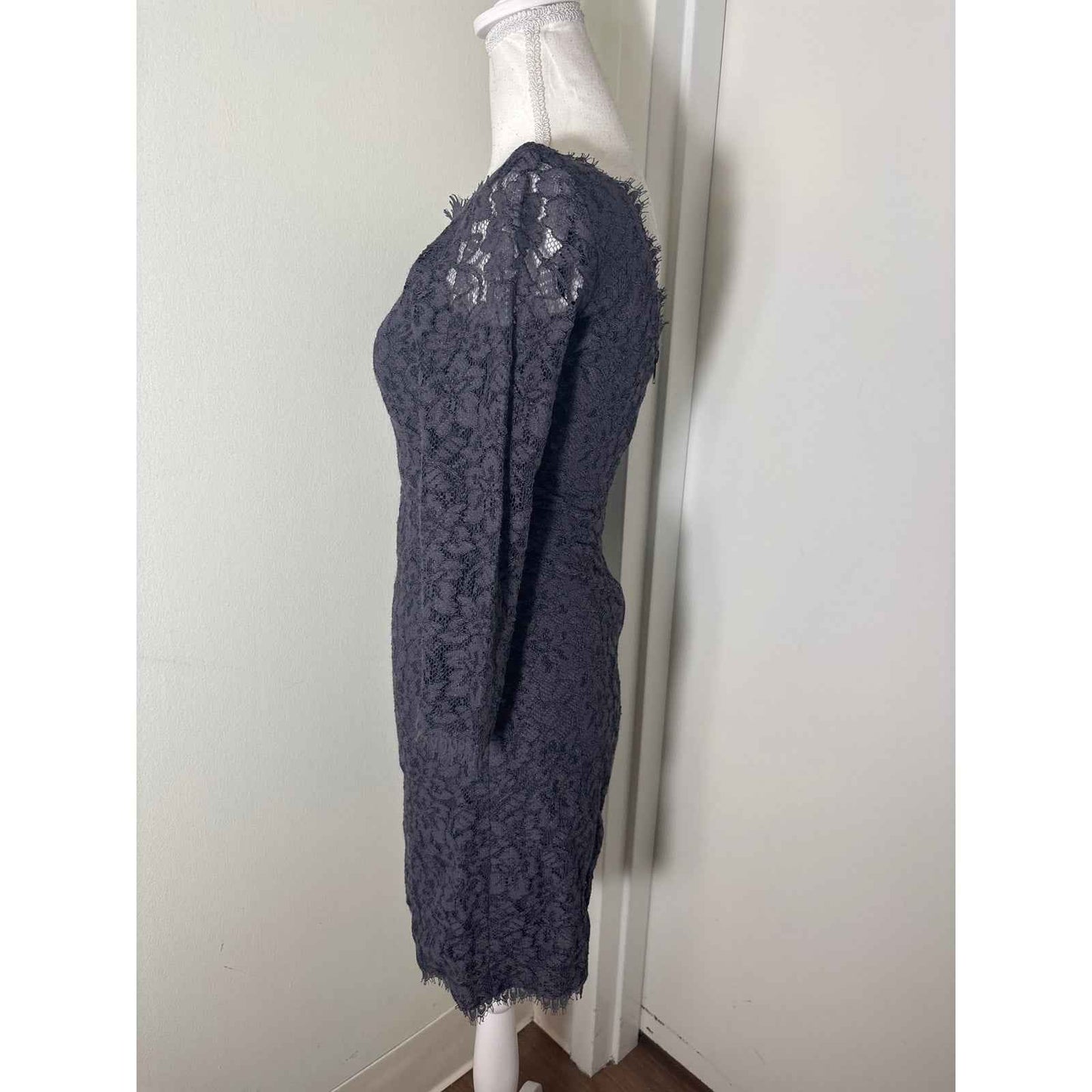 Diane Von Furstenberg Dark Plum Long Sleeve Knee Length Spec Occasion Dress Sz 2