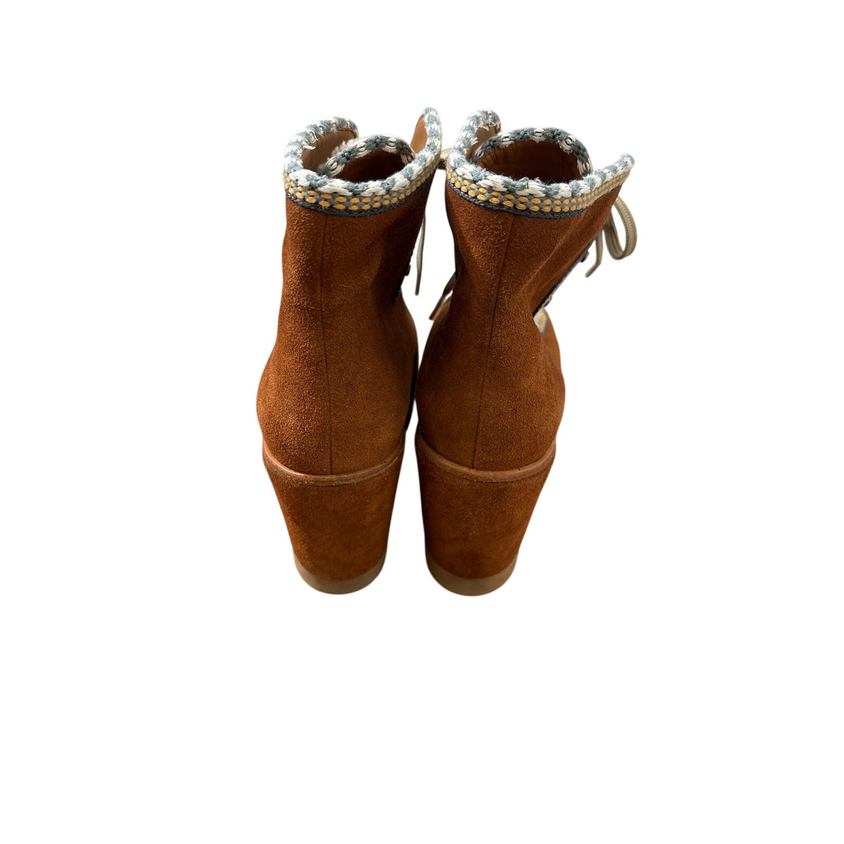 See By Chloe Brown Suede and Shearling Platform Wedge Boot Sz 41 (10.5)
