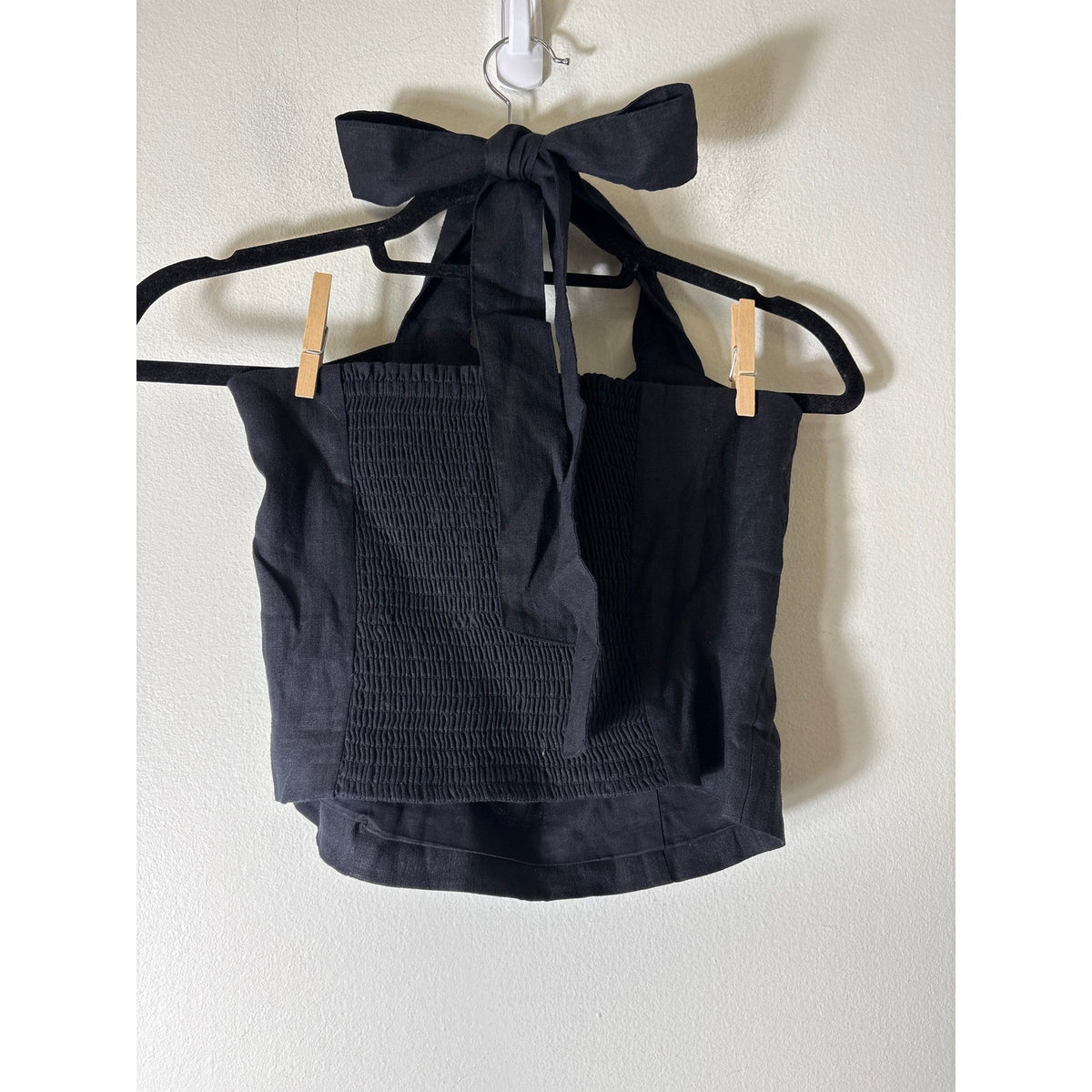 NWT Boden Black Linen Halter Crop Top Sz 4