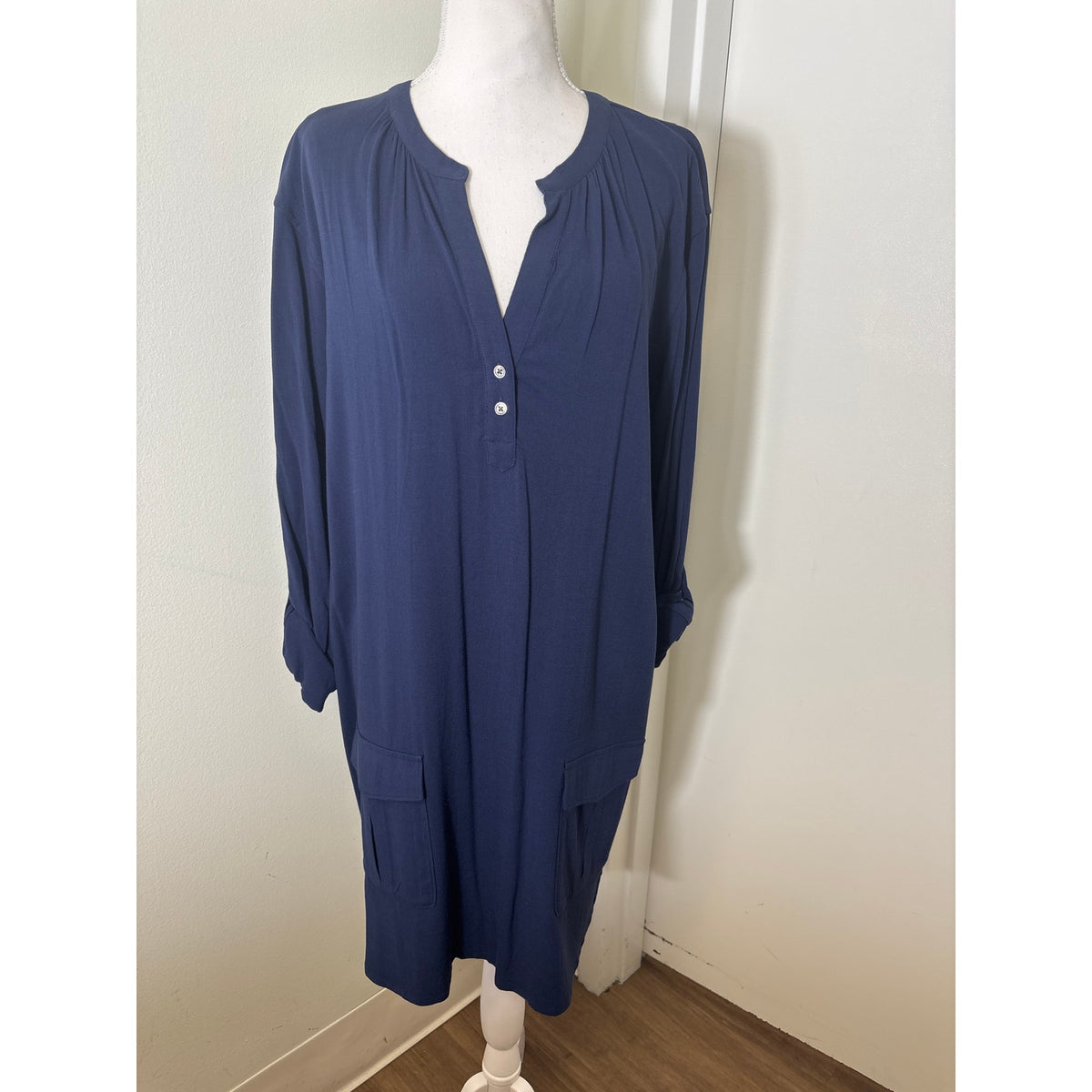 Soft Joie Navy Front Pocket Shift Dress Sz M