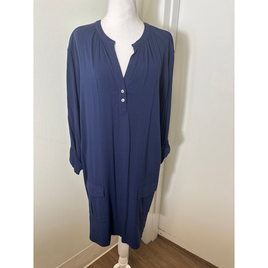 Soft Joie Navy Front Pocket Shift Dress Sz M