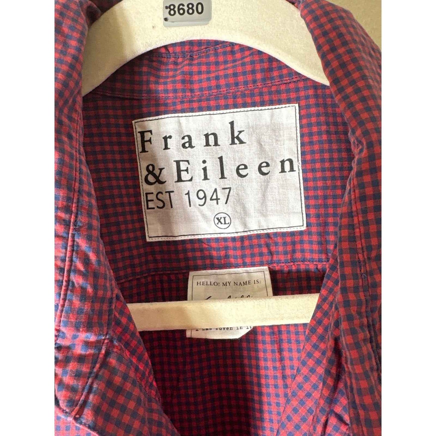 Frank & Eileen Blue and Red Check Long Sleeve Button Up Shirt Sz XL